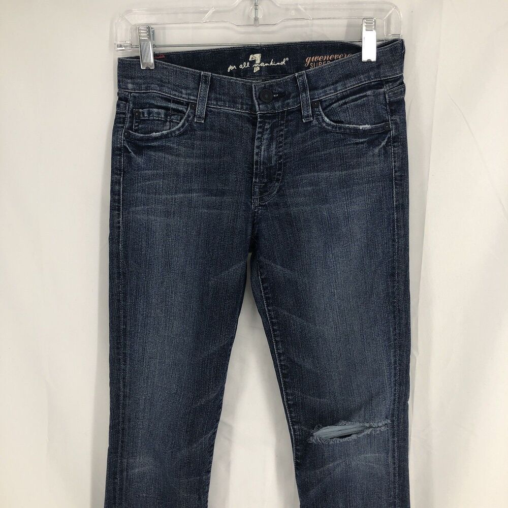 7 For All Mankind Gwenevere Super Skinny Zip Cuff Ankle Denim Jeans 25 (28x27)